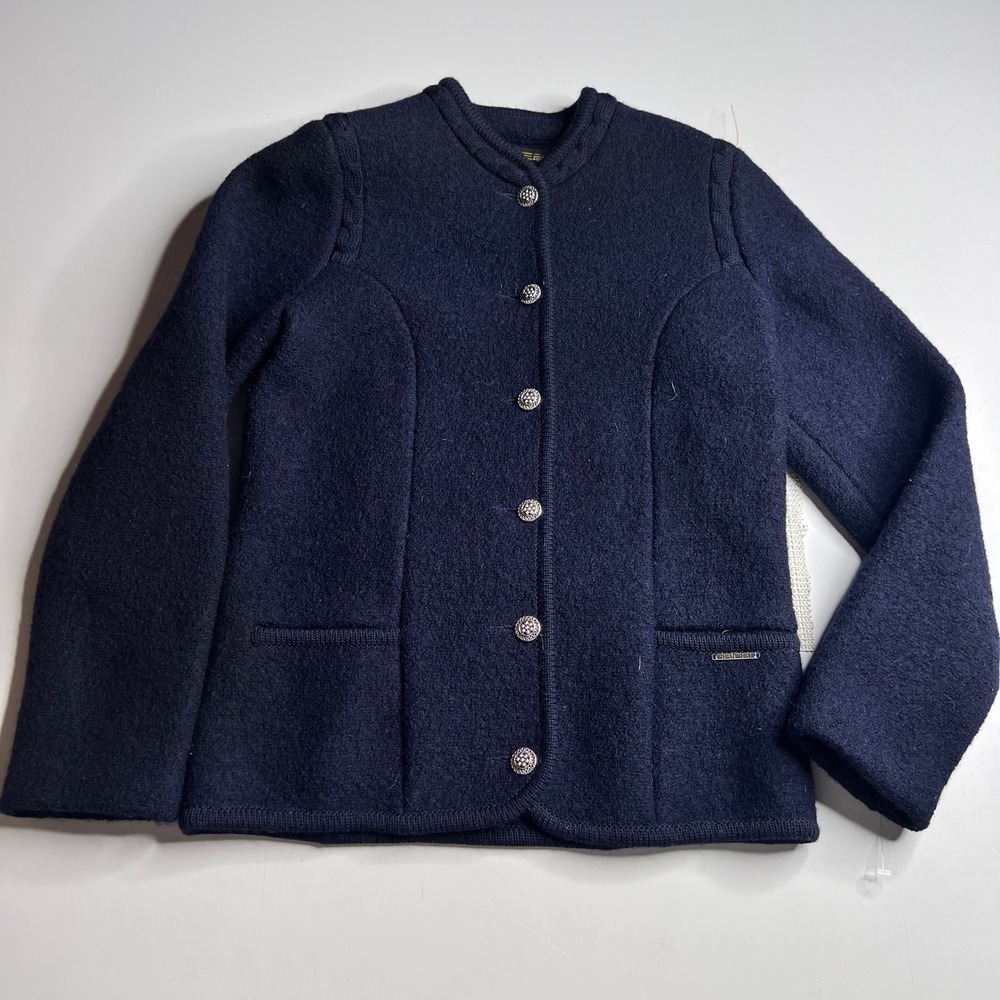 Geiger of Tyrol Navy Boiled Wool Jacket Cardigan Made in Austria Womens 40 L